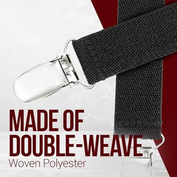 Hold’Em 1” Boot Straps Leg Pant Stirrup Elastic Extra Heavy Clips - Red/White - Picture 8 of 8